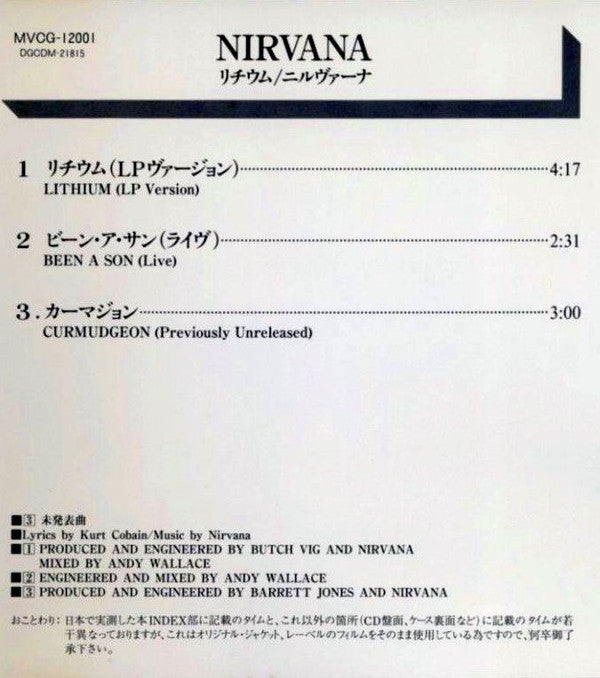 Nirvana : Lithium (CD, Single)