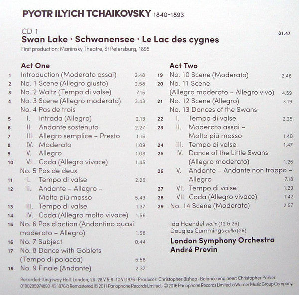 Pyotr Ilyich Tchaikovsky / André Previn, London Symphony Orchestra : Swan Lake / The Sleeping Beauty / The Nutcracker (2xCD, RE, RM + 3xCD, RE, RM + 2xCD, RE, RM + Box, )