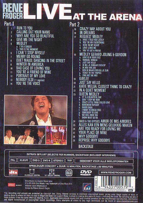René Froger : Live At The Arena (2xDVD, Ltd, PAL)