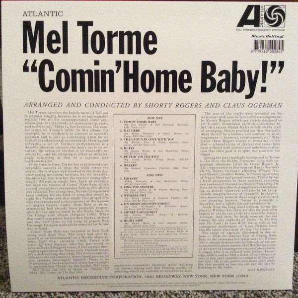 Mel Tormé : Comin' Home Baby! (LP, Album, RE, 180)