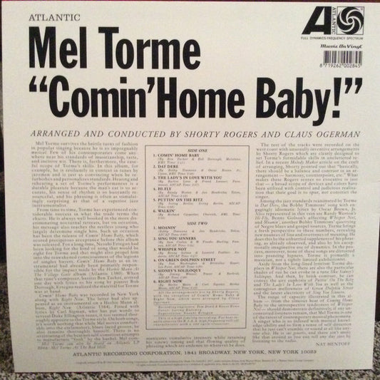 Mel Tormé : Comin' Home Baby! (LP, Album, RE, 180)