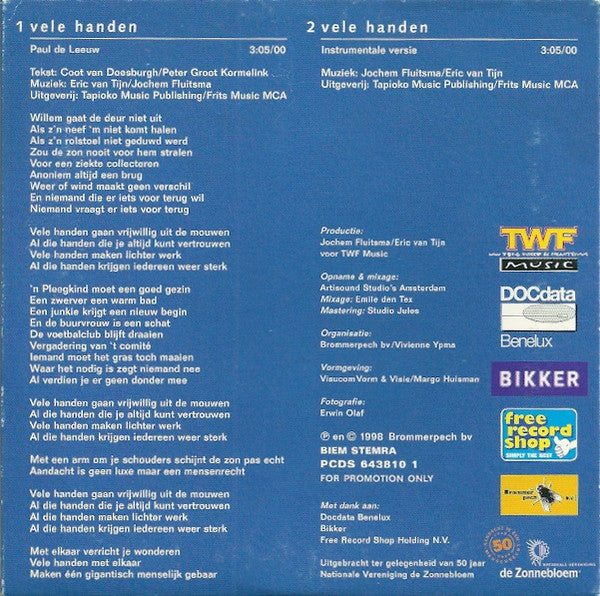 Paul de Leeuw : Vele Handen (CD, Single, Promo)