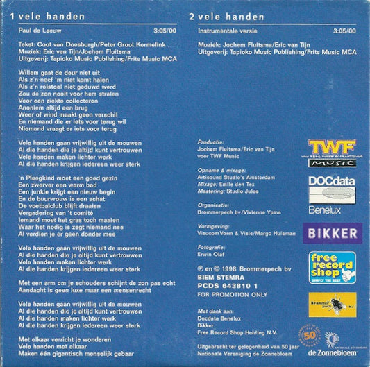 Paul de Leeuw : Vele Handen (CD, Single, Promo)