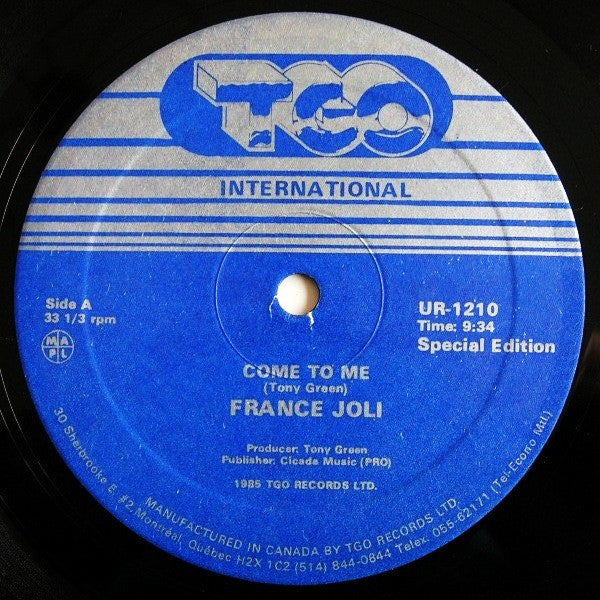 France Joli : Come To Me / Don't Let Go (12", RE, S/Edition)