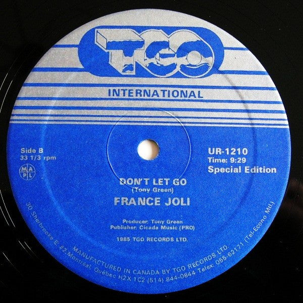 France Joli : Come To Me / Don't Let Go (12", RE, S/Edition)