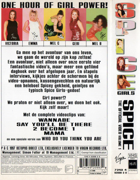 Spice Girls : Spice: The Official Video Volume 1 (One Hour Of Girl Power!) (VHS, PAL, SECAM)