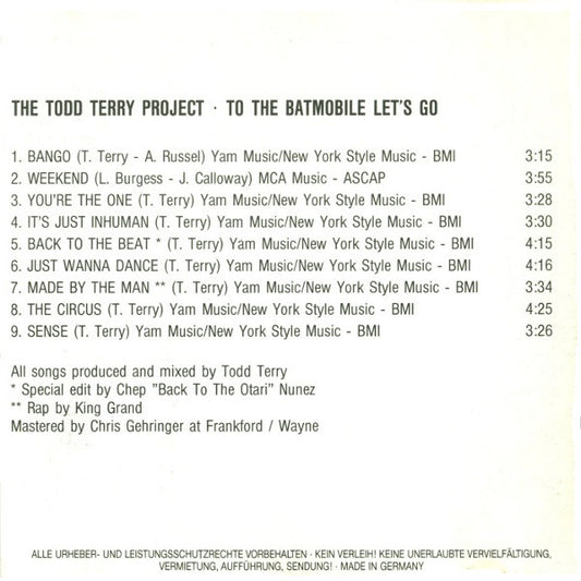 The Todd Terry Project : To The Batmobile Let's Go (CD, Album)