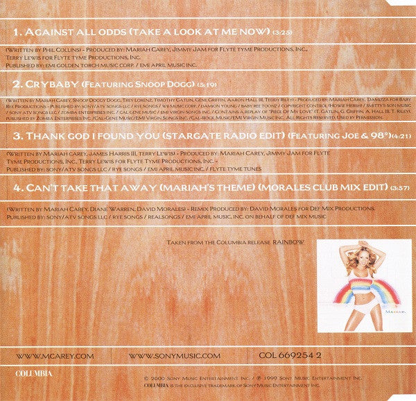 Mariah Carey : Against All Odds (CD, Maxi)
