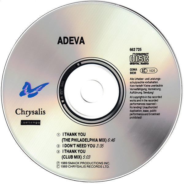 Adeva : I Thank You (CD, Single)