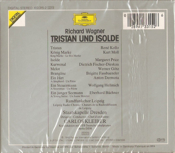 Richard Wagner, Staatskapelle Dresden, Carlos Kleiber, Dietrich Fischer-Dieskau, Kurt Moll, Margaret Price, René Kollo : Tristan Und Isolde (4xCD + Box)
