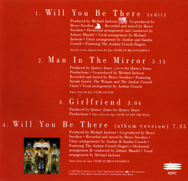 Michael Jackson : Will You Be There (CD, Maxi)