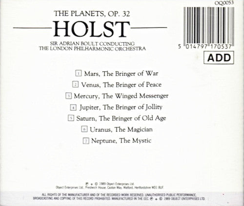 Gustav Holst : The Planets, Op. 32 (CD, RM)