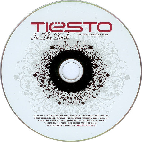 DJ Tiësto Featuring Christian Burns : In The Dark (CD, Maxi)