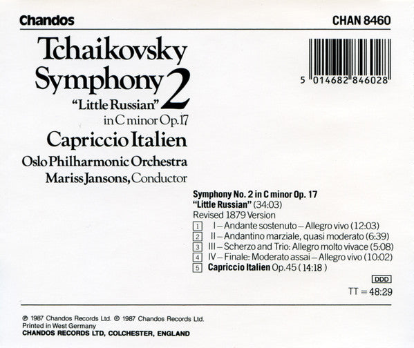 Pyotr Ilyich Tchaikovsky, Oslo Filharmoniske Orkester, Mariss Jansons : Symphony 2 "Little Russian" In C Minor Op.17 / Capriccio Italien (CD)