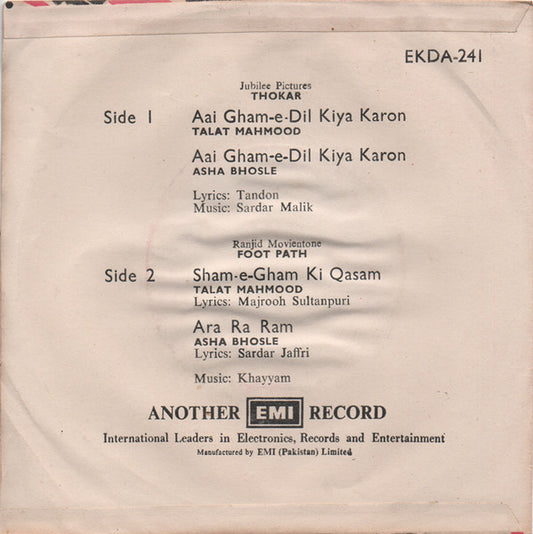 Sardar Malik / Khayyam : Thokar / Foot Path (7", EP, Comp)