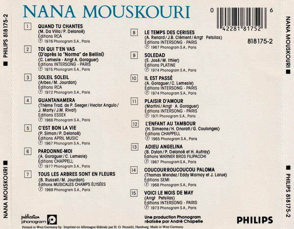 Nana Mouskouri : Quand Tu Chantes (CD, Comp)