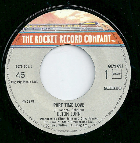 Elton John : Part Time Love (7", Single)