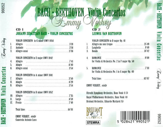 Emmy Verhey - Johann Sebastian Bach • Ludwig van Beethoven : Violin Concertos (2xCD, Comp)
