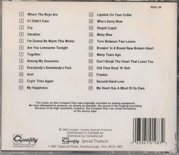 Connie Francis : Where The Hits Are (CD, Album)