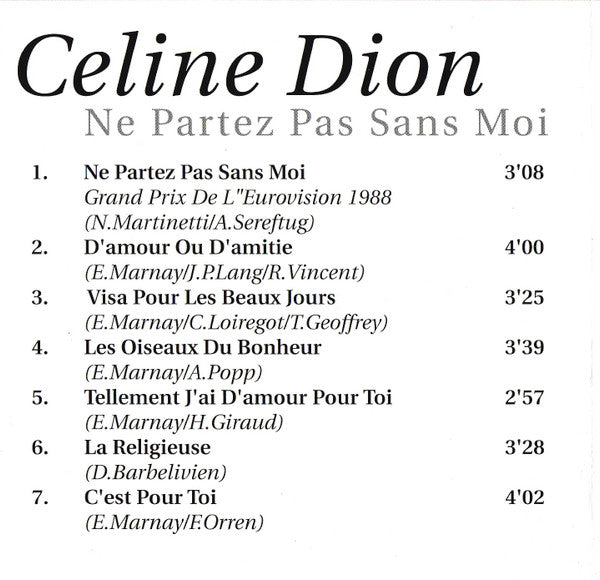 Céline Dion : Ne Partez Pas Sans Moi (CD, Comp)