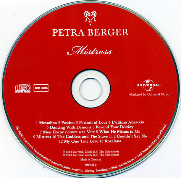 Petra Berger : Mistress (CD, Album, RE)