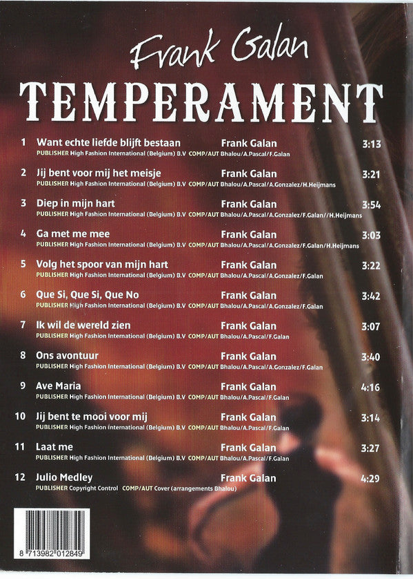 Frank Galan : Temperament (DVD-V, Album)