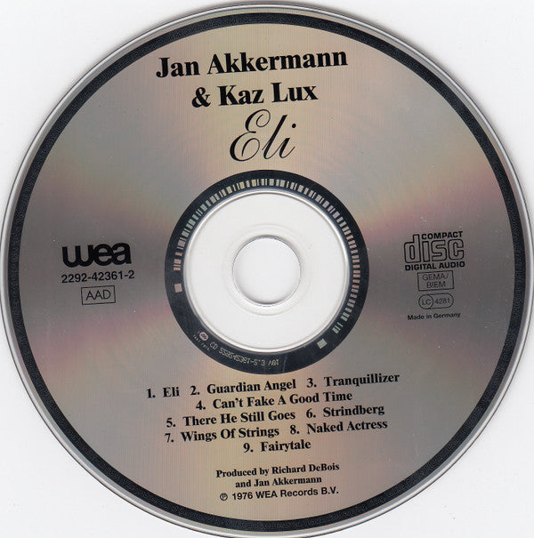 Jan Akkerman & Kaz Lux : Eli (CD, Album, RM)