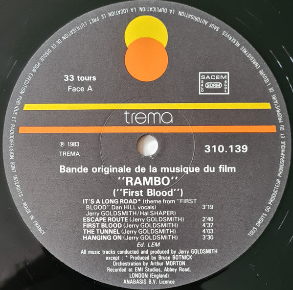 Jerry Goldsmith : Rambo "First Blood" (Bande Originale Du Film) (LP, Album)