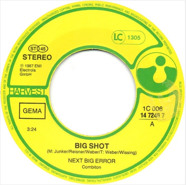 Next Big Error : Big Shot (7", Single)