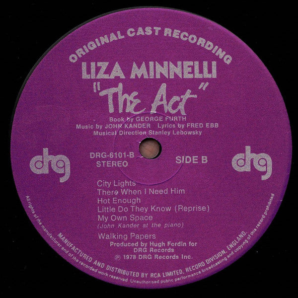 Liza Minnelli, "The Act" Original Broadway Cast : The Act (Original Broadway Cast) (LP)