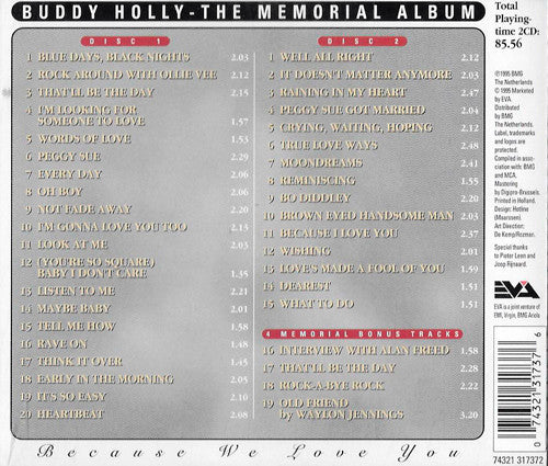 Buddy Holly : The Memorial Album (Because We Love You)  (2xCD, Album, Comp, RM)