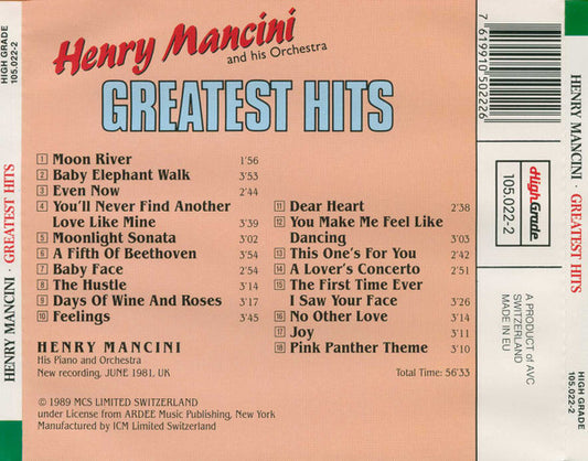 Henry Mancini And His Orchestra : Greatest Hits (CD, Comp)