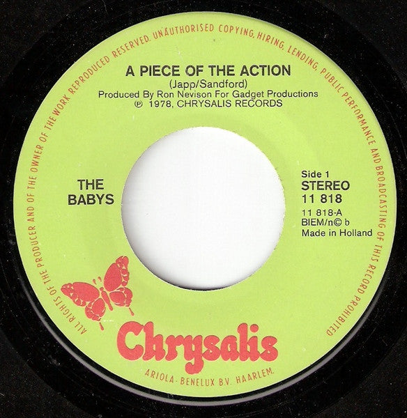 The Babys : A Piece Of The Action (7", Single)