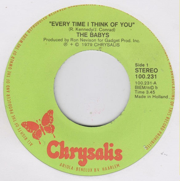 The Babys : Every Time I Think Of You (7", Single)