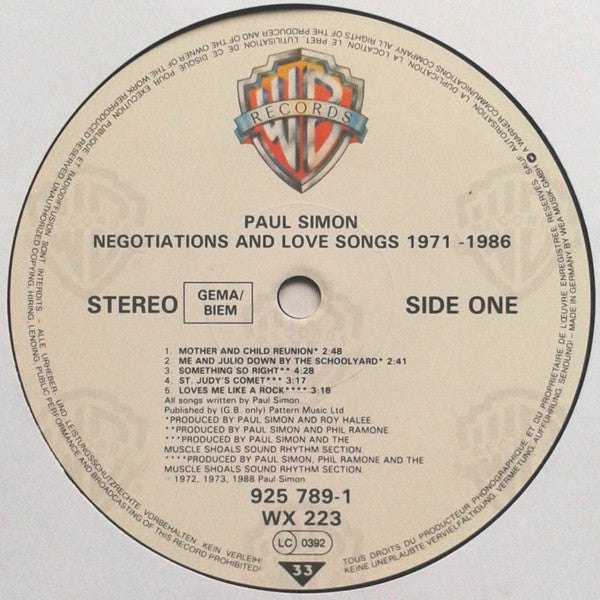 Paul Simon : Negotiations And Love Songs (1971-1986) (2xLP, Comp)