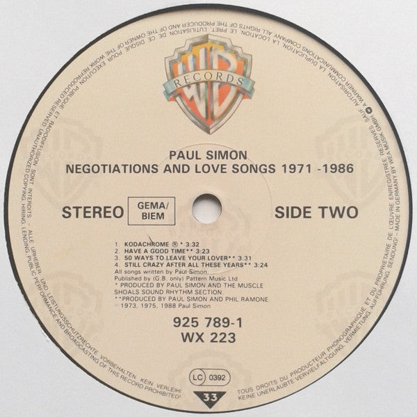 Paul Simon : Negotiations And Love Songs (1971-1986) (2xLP, Comp)
