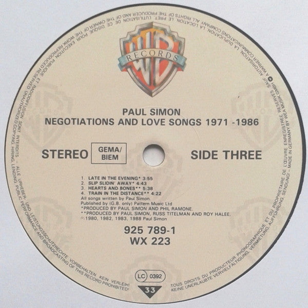 Paul Simon : Negotiations And Love Songs (1971-1986) (2xLP, Comp)