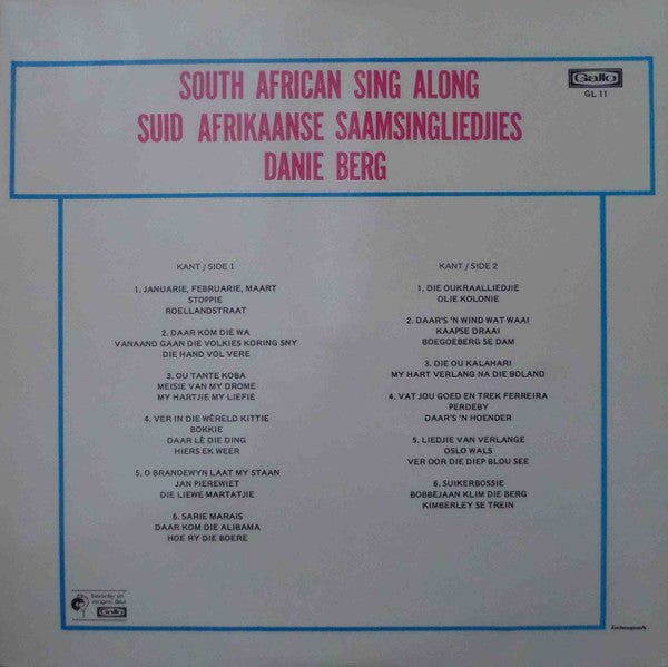 Danie Berg : South African Sing Along / Suid Afrikaanse Saamsingliedjies (LP, Album, Comp, Gat)