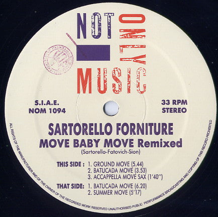 Sartorello Forniture : Move Baby Move (Remixed) (12")