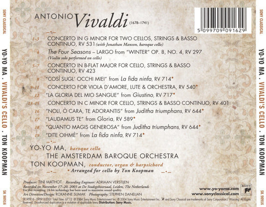 Yo-Yo Ma, The Amsterdam Baroque Orchestra, Ton Koopman : Vivaldi's Cello (CD, Album)