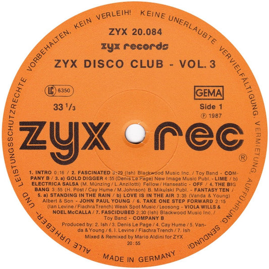 Various : ZYX Disco Club Volume 3 (LP, Comp, Mixed)