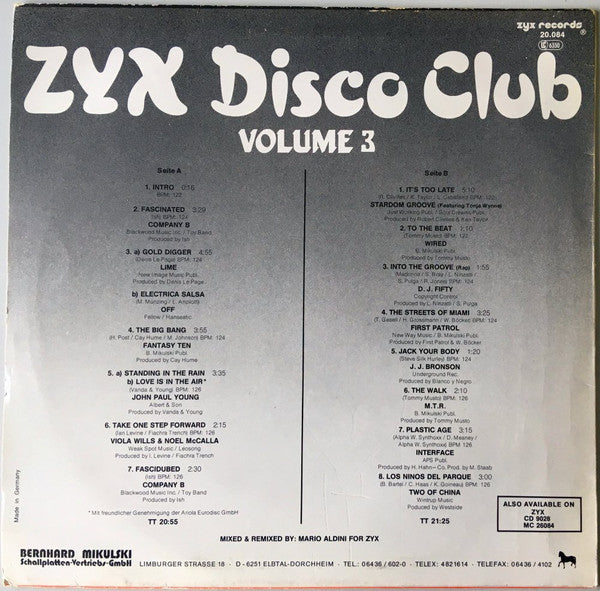 Various : ZYX Disco Club Volume 3 (LP, Comp, Mixed)