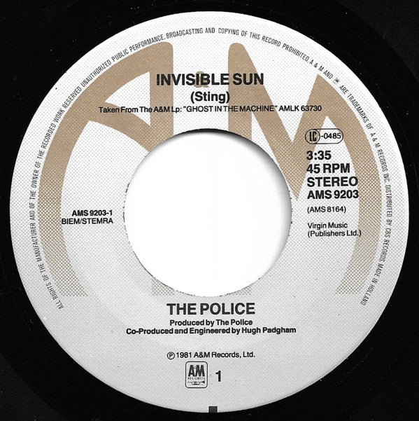 The Police : Invisible Sun (7", Single)