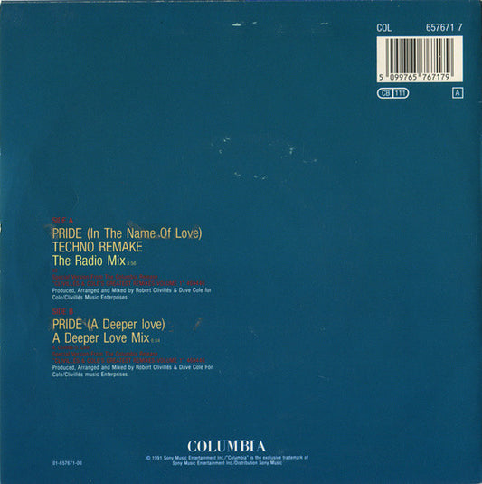 Clivillés & Cole : Pride (In The Name Of Love) (7", Single)
