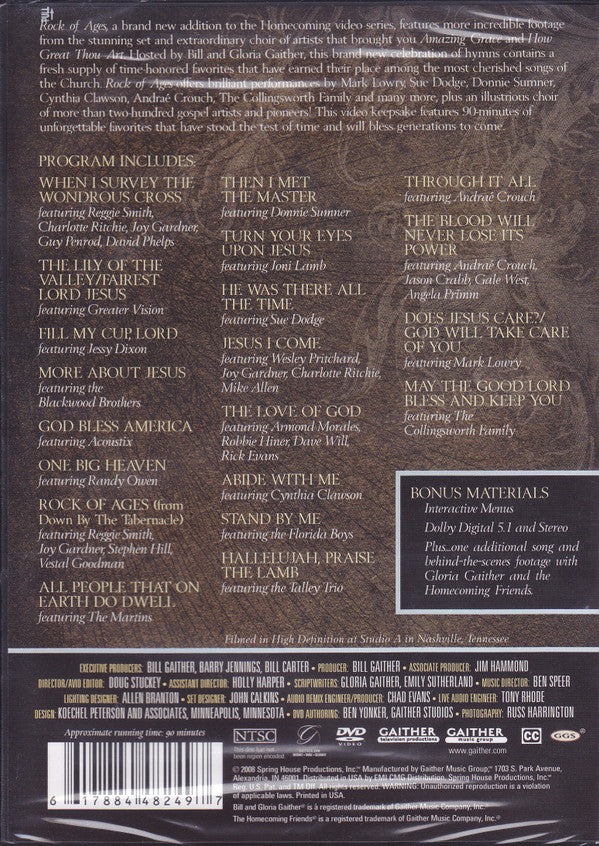 Homecoming Friends : Bill & Gloria Gaither Present Rock Of Ages (DVD, NTSC)