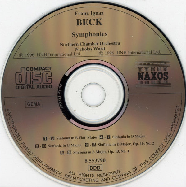Franz Ignaz Beck, Northern Chamber Orchestra, Nicholas Ward : Symphonies (CD, M/Print)