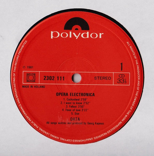 Data (2) : Opera Electronica (LP, Album)