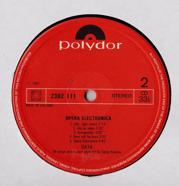 Data (2) : Opera Electronica (LP, Album)