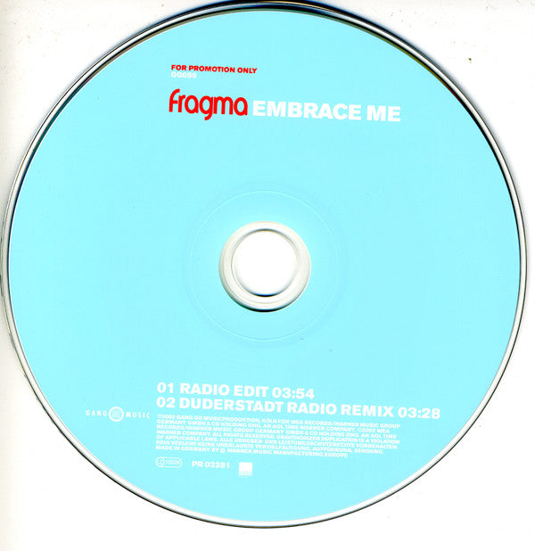 Fragma : Embrace Me (CD, Promo)