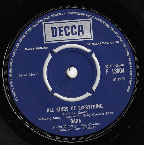 Dana (9) : All Kinds Of Everything (7", Single)